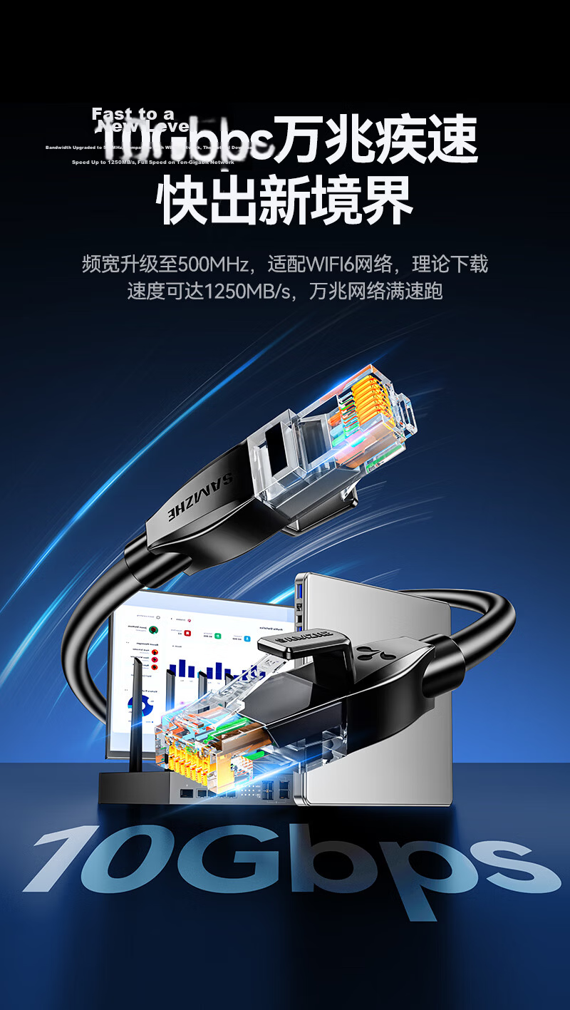 SAMZHE CAT6 Ethernet Cable Right-Angle Connector, Pure Copper 10 Gigabit Network Cable for Computer Router Engineering Monitoring Finished Patch Cord, Black 0.5 Meter WT6A005 4
