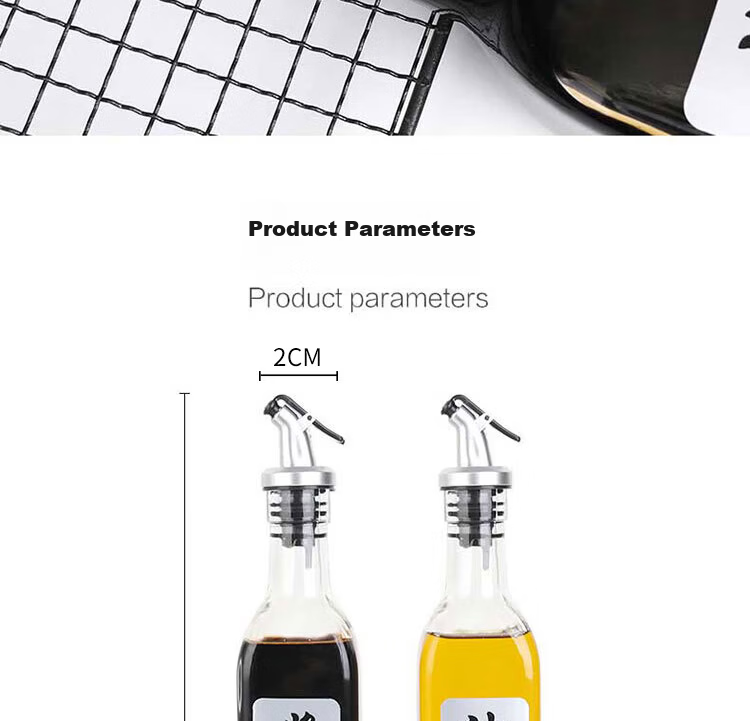 Baijie Glass Oil Bottle Set 500ml*2 Dustproof Leakproof Kitchen Condiment Soy Sauce Oil Dispenser Bottles 10