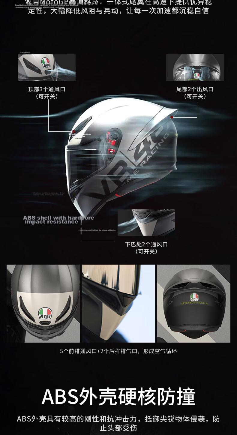 AGV K1S Motorcycle Helmet Full Face 3C Certified Wide Angle Ventilation Breathable Summer White XL (59-61) 3