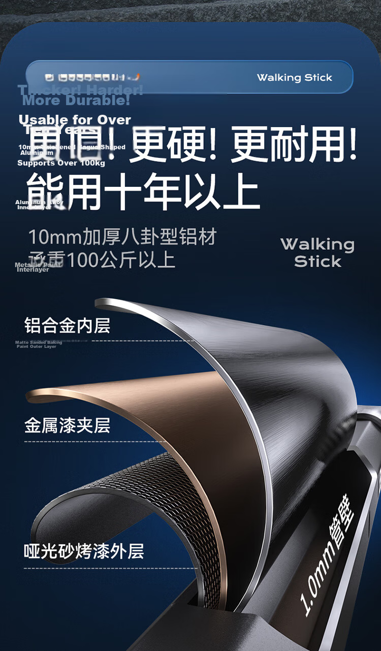 SupFire Walking Stick, Ultra-Lightweight Adjustable Telescopic Cane for Elderly, Medical Single-Foot Non-Slip Crutch for Seniors 9