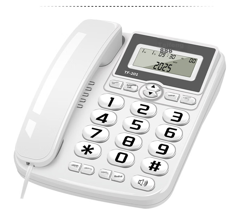 Taifeng 888 Landline Phone Fixed Telephone Office Home Wired Phone Battery-Free Dual Interface Caller ID Large Buttons TF201A Black 19