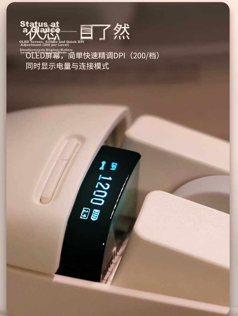 LOFREE Small Tilt Wireless Tri-Mode PBT Office Mouse OLED Display DPI Portable for Home and Office 9