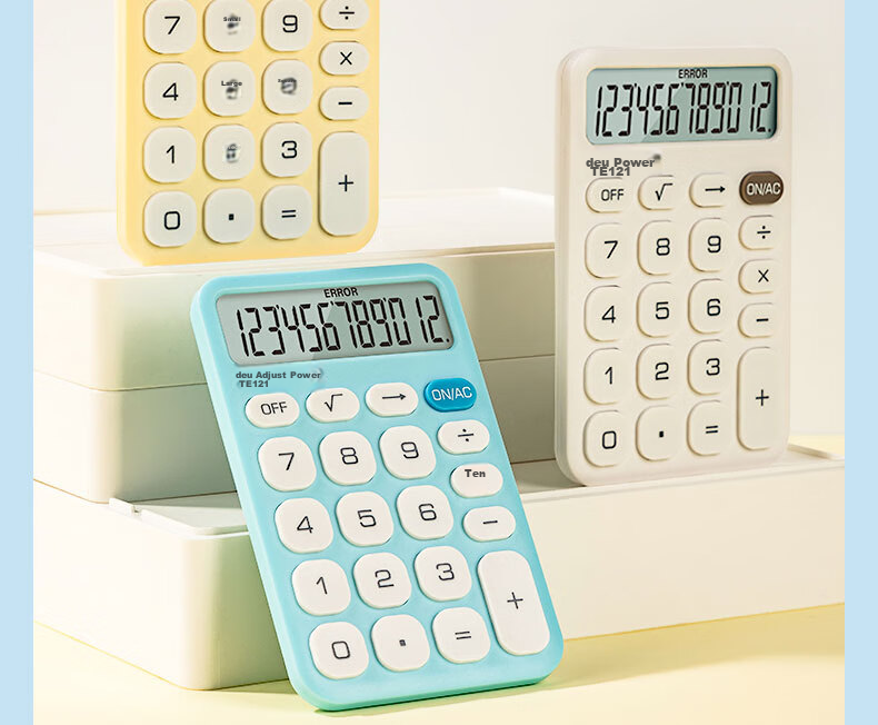 Deli Lightweight Portable Calculator 12-Digit Display Financial/Personal Calculator for Kids Office/Study Supplies TE121 Yellow 2