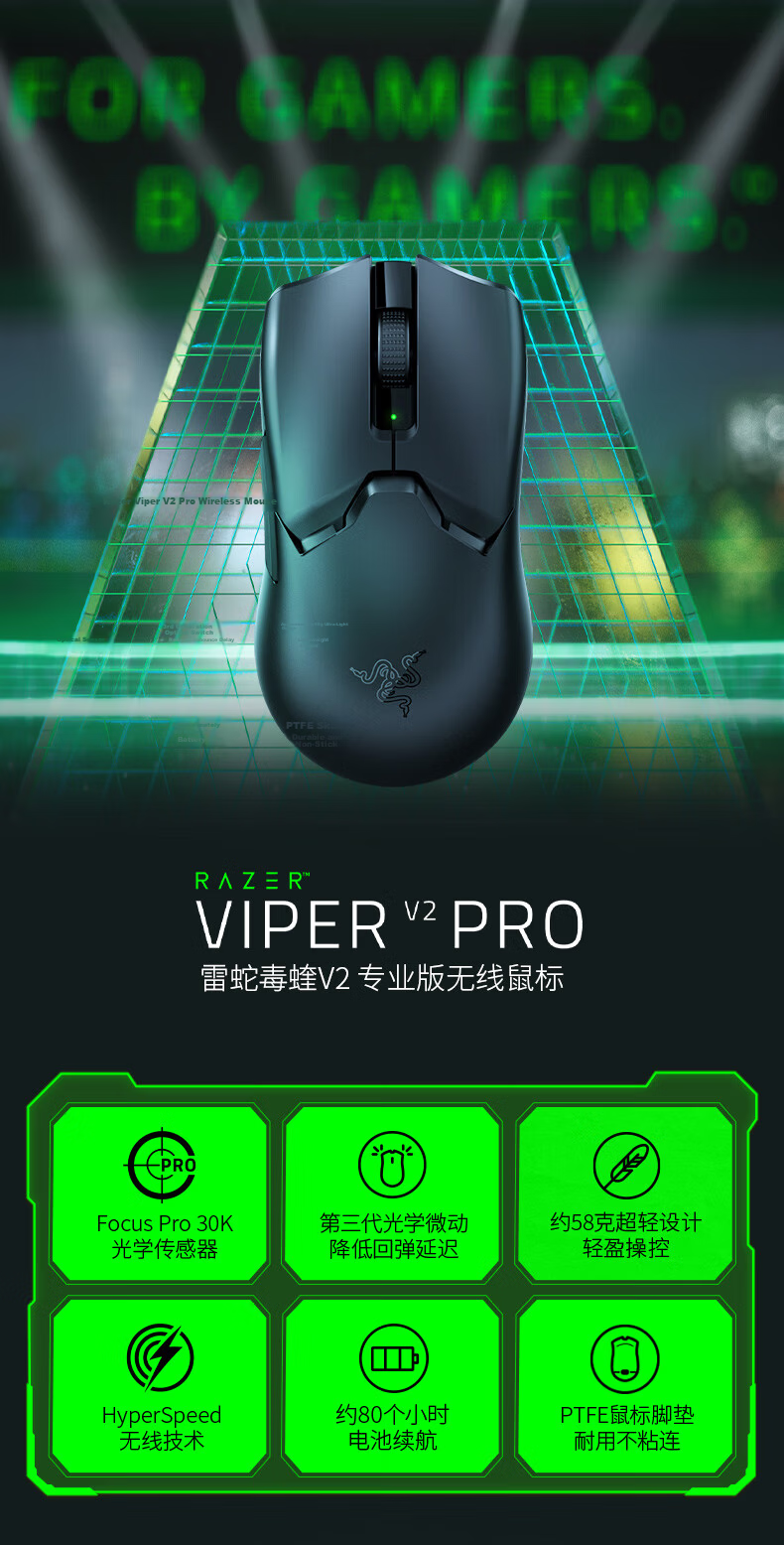 Razer Viper V4 Pro Wireless Gaming Mouse 8K Lightweight CS2 Delta Takedown LOL Faker Champion Edition Wireless Esports Black 2