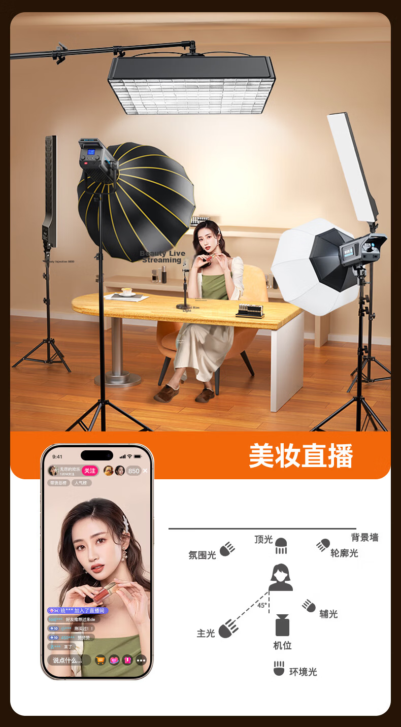 Yangfeisi 90W Linear Contour Light LED Photography Top Light Soft Beauty Fill Light for Live Streaming Studio Indoor Jewelry Photography 20