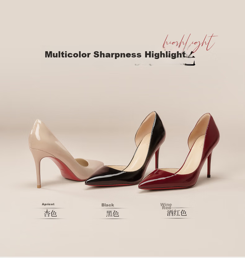 Basto 26 Summer New Elegant Red Nude High Heels Women's Single Shoes CU707BQ6 Black Size 35 4
