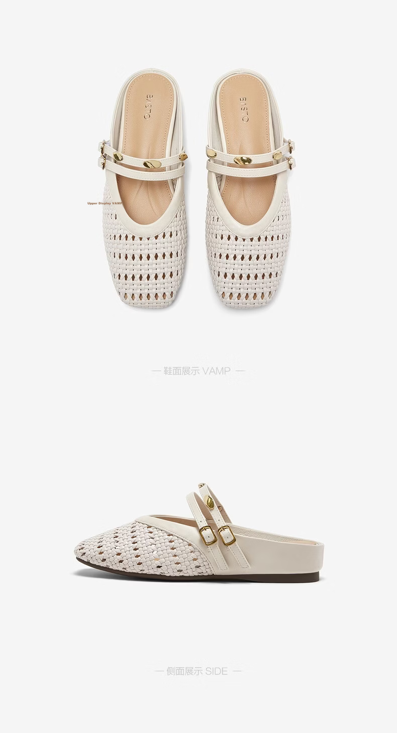 BASTO 26 Summer Muller Fashion Retro Casual Women's Slippers F1520BH6 Beige Size 36 18
