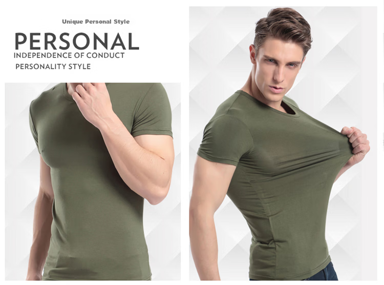 LangSha Short-Sleeve Tank Top for Men, Lightweight Solid Color Athletic Elastic Slim Fit Undershirt for Me 12