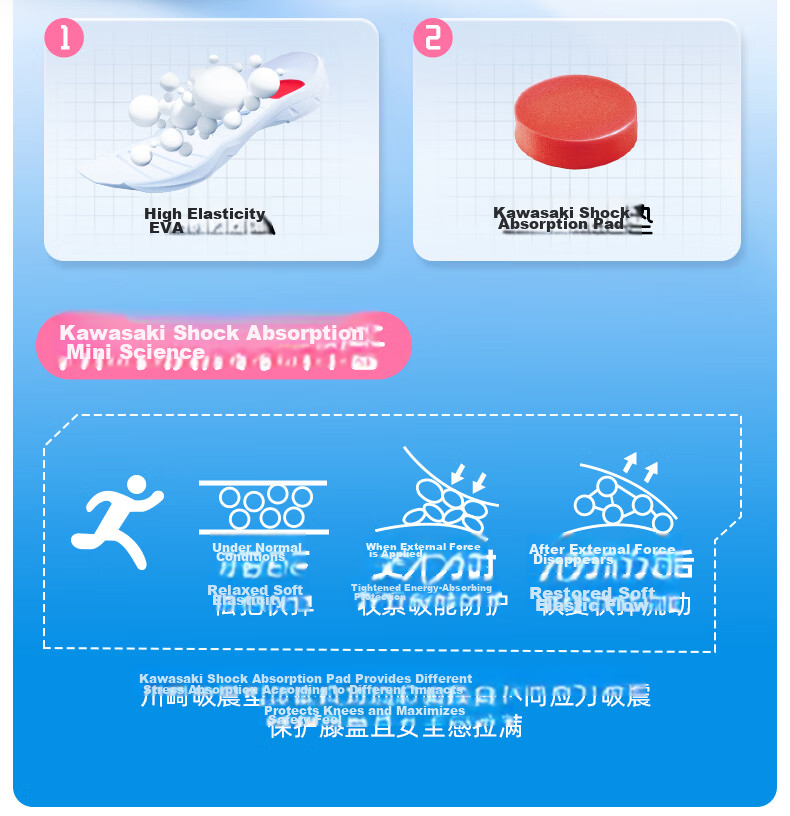 KAWASAKI Badminton Shoes for Men And Women, Shock-Absorbing, Wear-Resistant, Breathable Sports Shoes Puff K-073d Plus Rainbow White 41 8