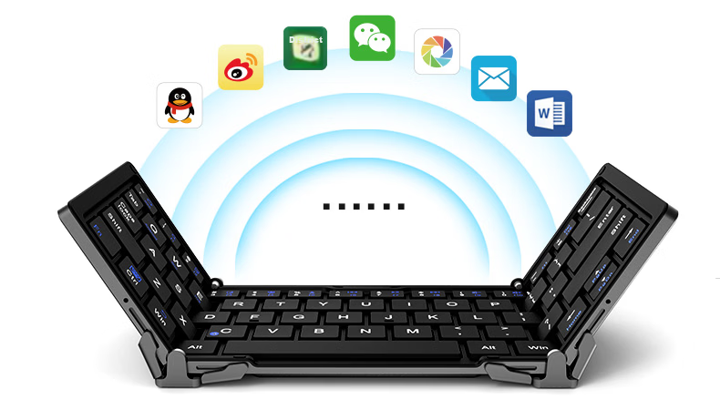 B.O.W Hangshi HB066 Foldable Wireless Bluetooth Keyboard Compatible with IPad Tablet Phone Computer Universal Office Mini Keyboard Standard Version Black 4