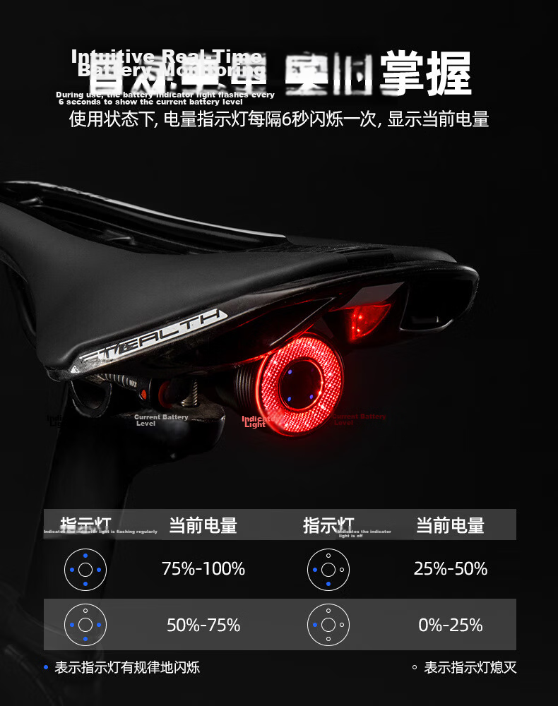 ROCKBROS Bicycle Front Light, Night Riding High Beam Flashlight, USB Rechargeable, Rainproof, for Mountain Bikes And Outdoor Use, RHL-200 Lumens 8