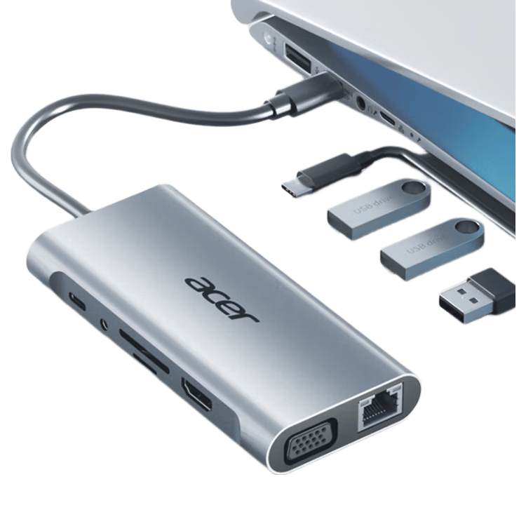 Acer Multi-Function Docking Station USB-C to HDMI Adapter for iPad MacBook 4K Display VGA Audio Gigabit Ethernet Hub Dock