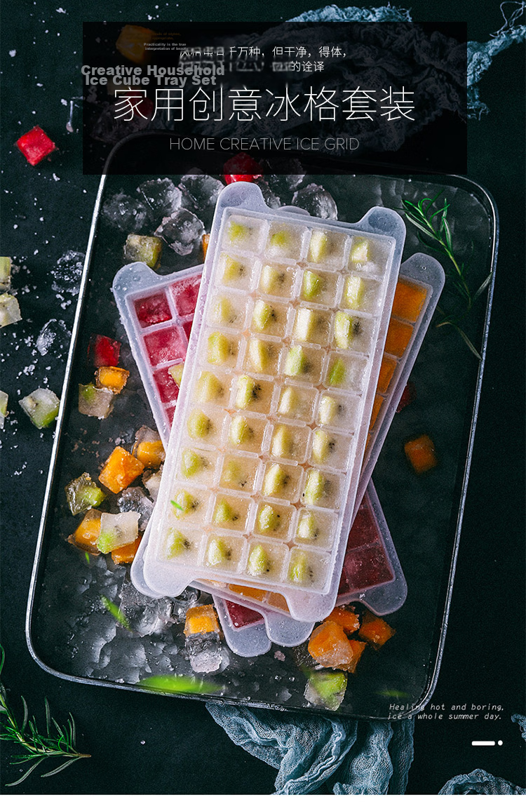 Quanshi Ice Cube Tray, Plastic Homemade Ice Mold, Freezer Tray, Ice Cube Box with 4 Layers, 144 Grids, Ice Scoop, Snap-On Lid 1