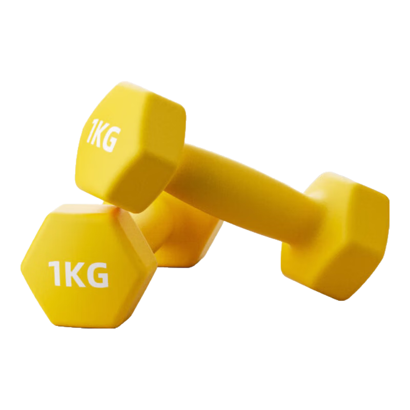 Langwei Dumbbells Women's Home Fitness Arm Slimming Children's Small Dumbbells Pure Iron Aerobic Strength Training Lemon Yellow 1KG*2