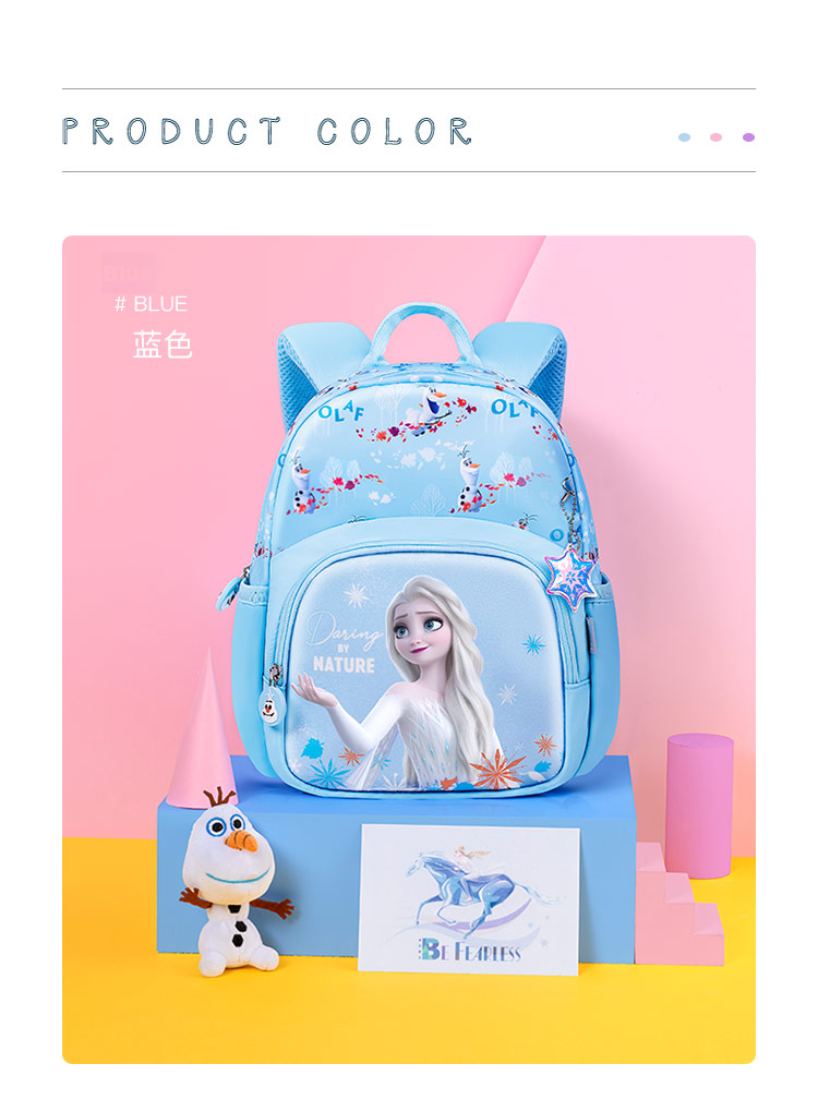Disney Children's Backpack for Kindergarten Ages 3-6, Junior And Senior Classes, Ultra-Light Cute Girl's Small Backpack, Elsa Princess Blue 14