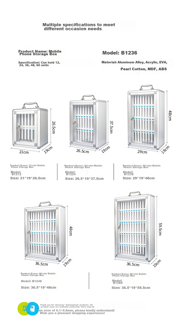 Jinlongxing Mobile Storage Cabinet with Lockable Aluminum Alloy 36 Compartments for Workshop, School, Student, Office, and Meeting 4