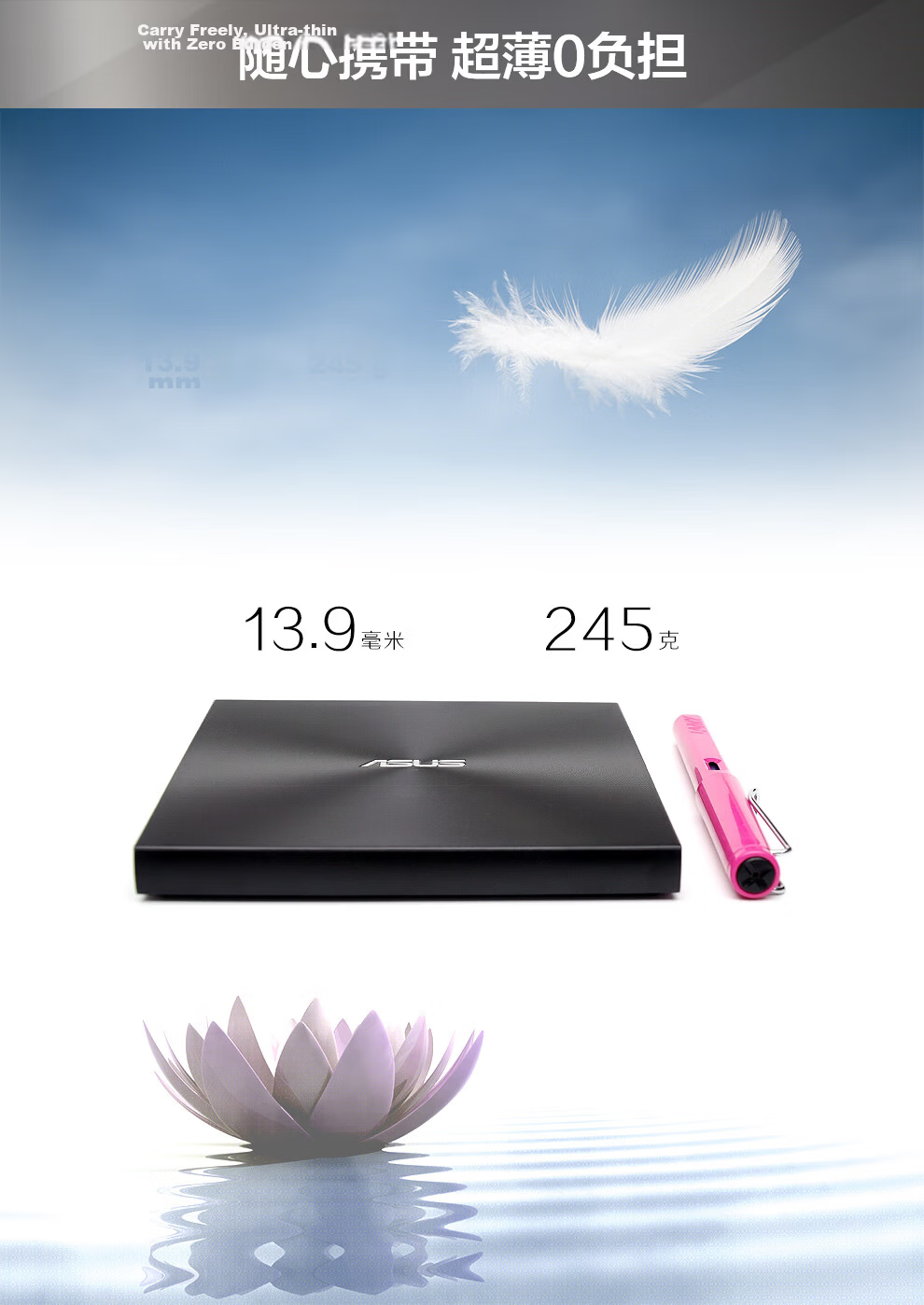 ASUS 8X External DVD Burner Portable Optical Drive USB/Type-C Compatible with Apple System SDRW-08U9M-U Black 6