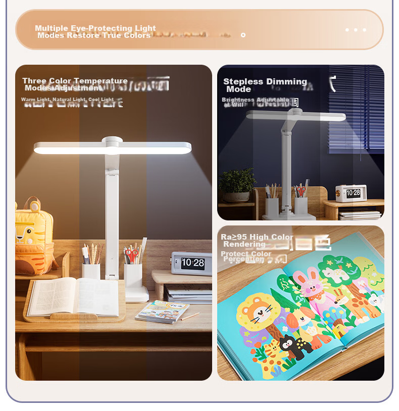 Dupai Eye Protection Study Desk Lamp, Anti-Blue Light, for Students And Children, Reading Bedside Work Desk, Writing LED Full Spectrum Lamp 3