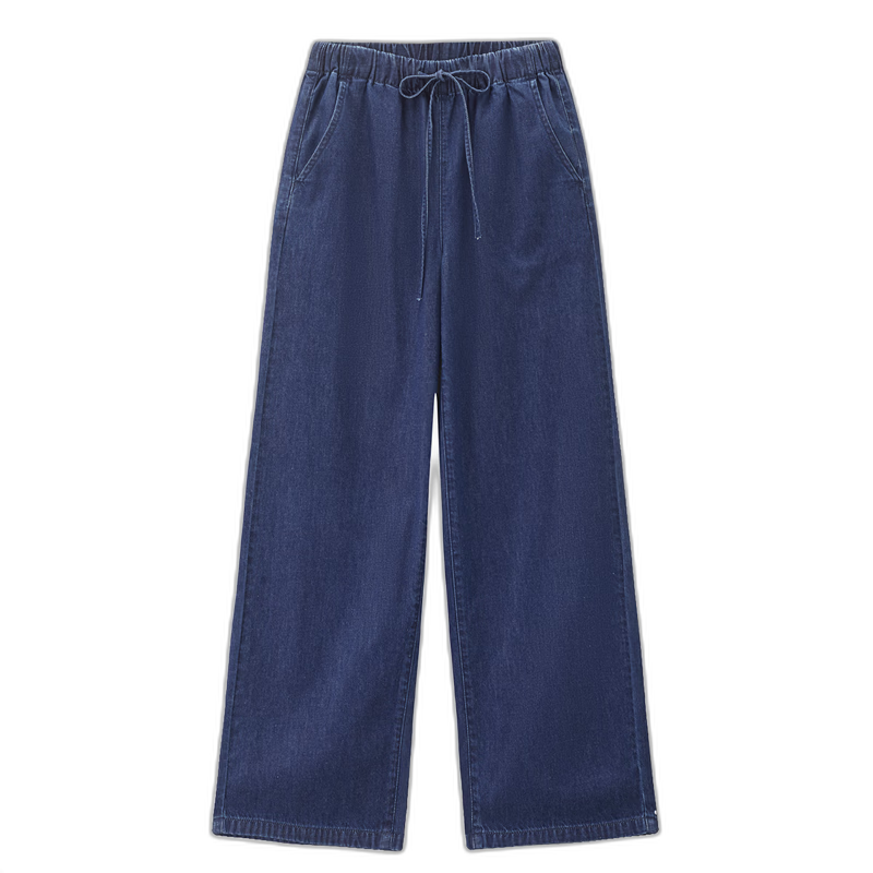 Giordano 2026 Summer New Washed Drawstring Elastic Waist Loose Straight Leg Cropped Jeans for Women 13426334