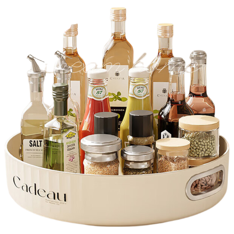 JD Original Kitchen Storage Rack, Rotating Spice Rack, Kitchen Seasoning Tray, Multifunctional Storage Shelf, Serving Tray for Home Use