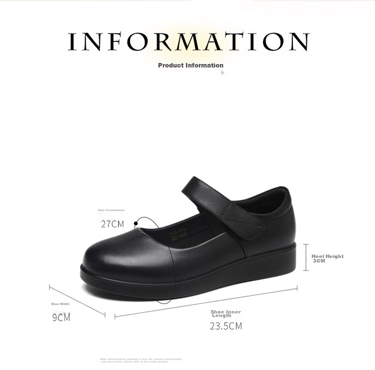 RED DRAGONFLY Women's Flat Shoes, Shallow Mouth Single Shoes, Round Toe Versatile Mary Jane Shoes, Retro Leather Shoes WTB341791 Black Size 36 5