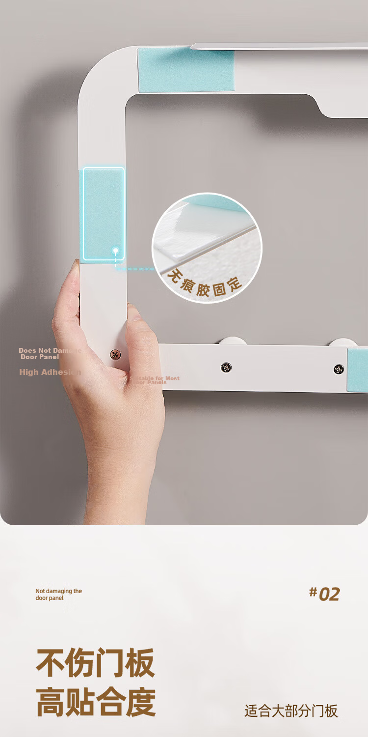 Ecoco Over Door Hook No Damage No Drilling Installation Traceless Dorm Bedroom Clothes Hook Bathroom Hanger 4