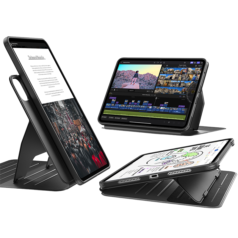 ESR Magnetic Detachable Adjustable Height Multi-Angle Black Protective Case for iPad Pro 11-inch 2025/2024 M5/M4 Chip Anti-Drop Tablet Cover