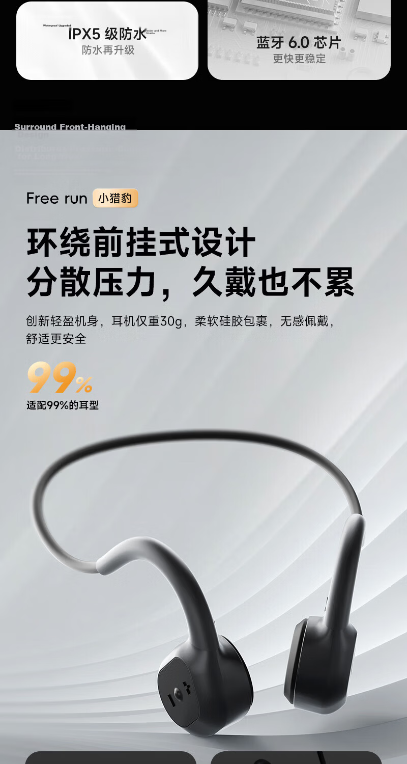 SANSUI W156 Pro Bone Conduction Bluetooth Earphones IPX8 Waterproof Wireless Sports Running Non-In-Ear Cycling with 32GB Memory 7