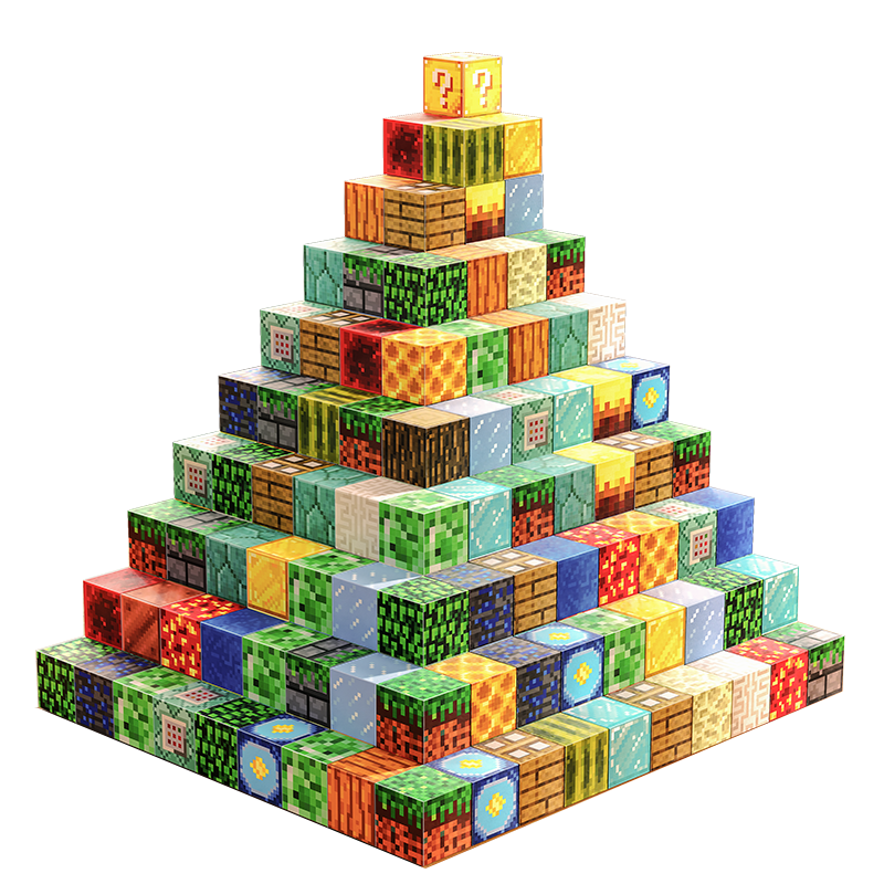 BabiBu 120 Pieces Minecraft Magnetic Blocks Magnet Building Blocks Children's Toy Construction Set for Ages 3-6 Birthday Gift