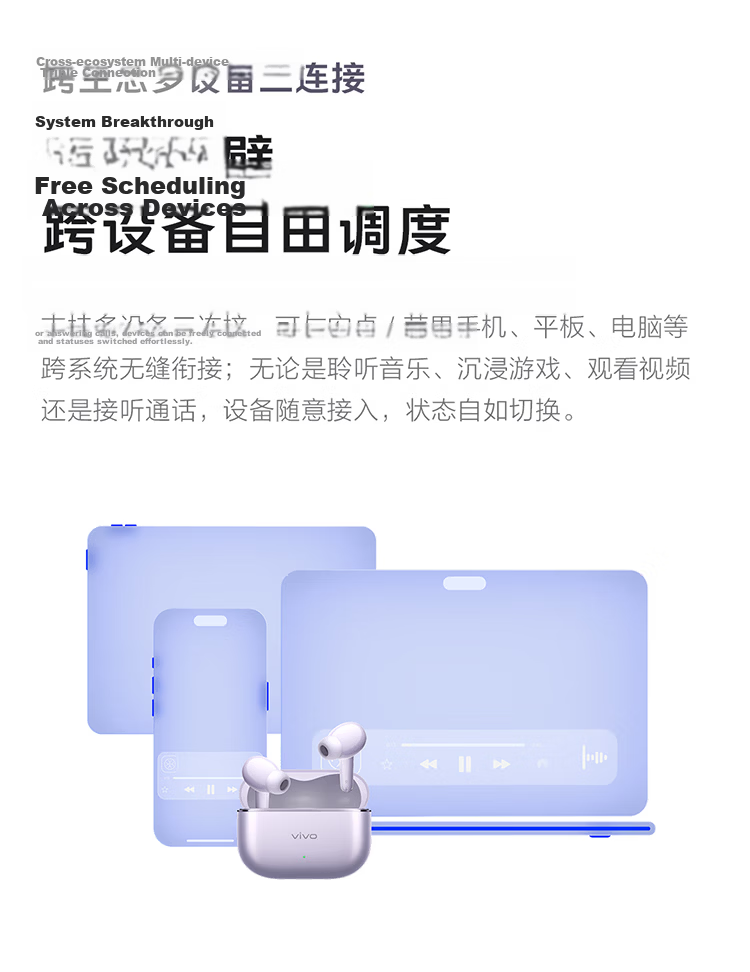 Vivo TWS 5 Whisper Purple 60dB Deep Sea Smart Noise Cancelling Bluetooth Earbuds Universal for Apple Huawei Xiaomi OPPO Phones 13