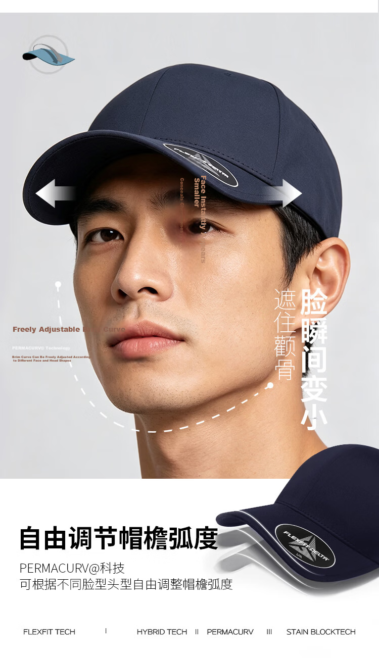 FLEXFIT DELTA180 Celebrity Edition Large Head Baseball Cap Outdoor Sun Protection Full-Coverage Duckbill Hat 2XL 7