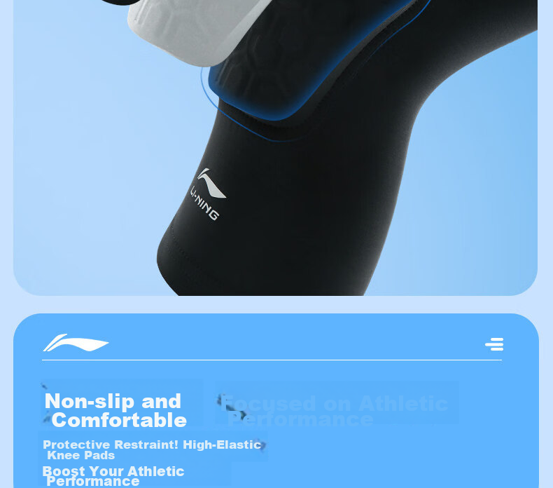 LI-NING Kids Sports Knee Pads Professional Protective Basketball Honeycomb Impact Resistant Knee Guards Patella Running Anti-Fall Leg Protection 12