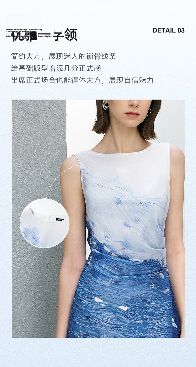 Yanyu Colorblock Patchwork Dress Women 2025 Summer High-End Unique Design Elegant Long Dress Blue Floral L 8