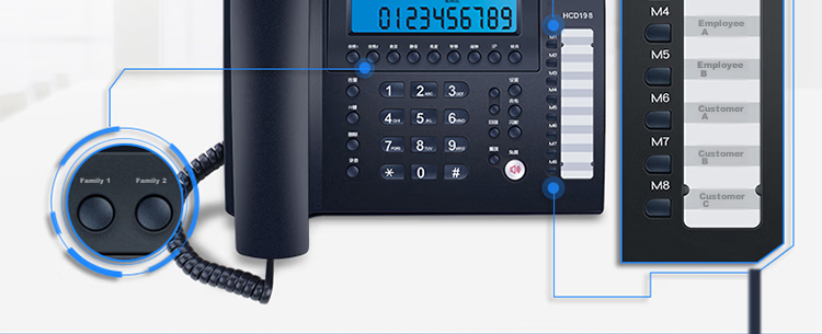 BBK Recording Telephone Fixed Desk Phone Office Home Computer Connection Large Storage Smart Screen Dialing HCD198 Deep Blue 14