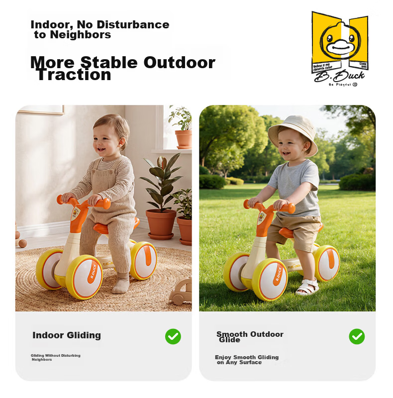 Le Little Yellow Duck Children's Balance Bike Four Wheels 1-3 Years Old Glide Walker for Boys and Girls Baby First Birthday Gift 1006 8