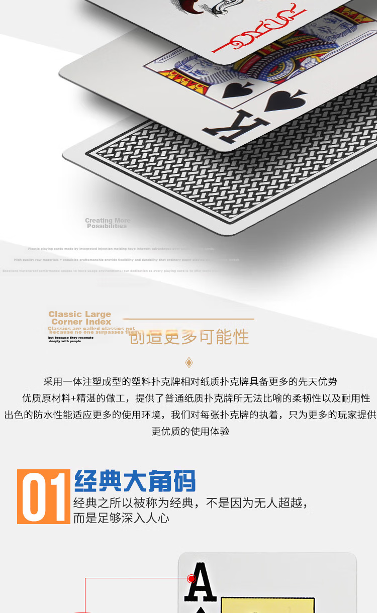Wangjing Poker Texas Hold'em Poker Cards, PVC Frosted Waterproof Playing Cards, Large Print Plastic Cards for Elderly, 12 Decks Per Set 3