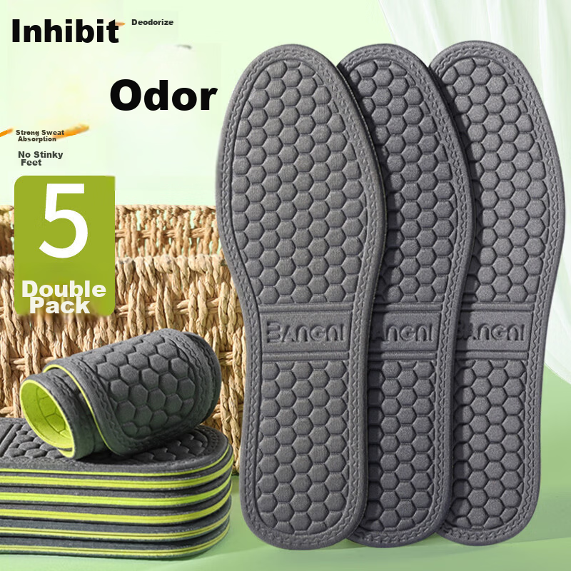 3AnGnI Nano Men's Sweat-Absorbing Antibacterial Deodorizing Breathable Insoles Mint Scent 5 Pairs Pack