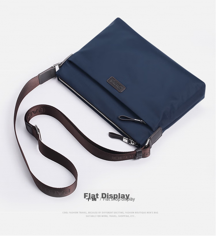 Pabojoe Men's Waterproof Canvas Shoulder Crossbody Bag with Top Layer Cowhide Leather Fashionable Versatile Messenger Bag 14