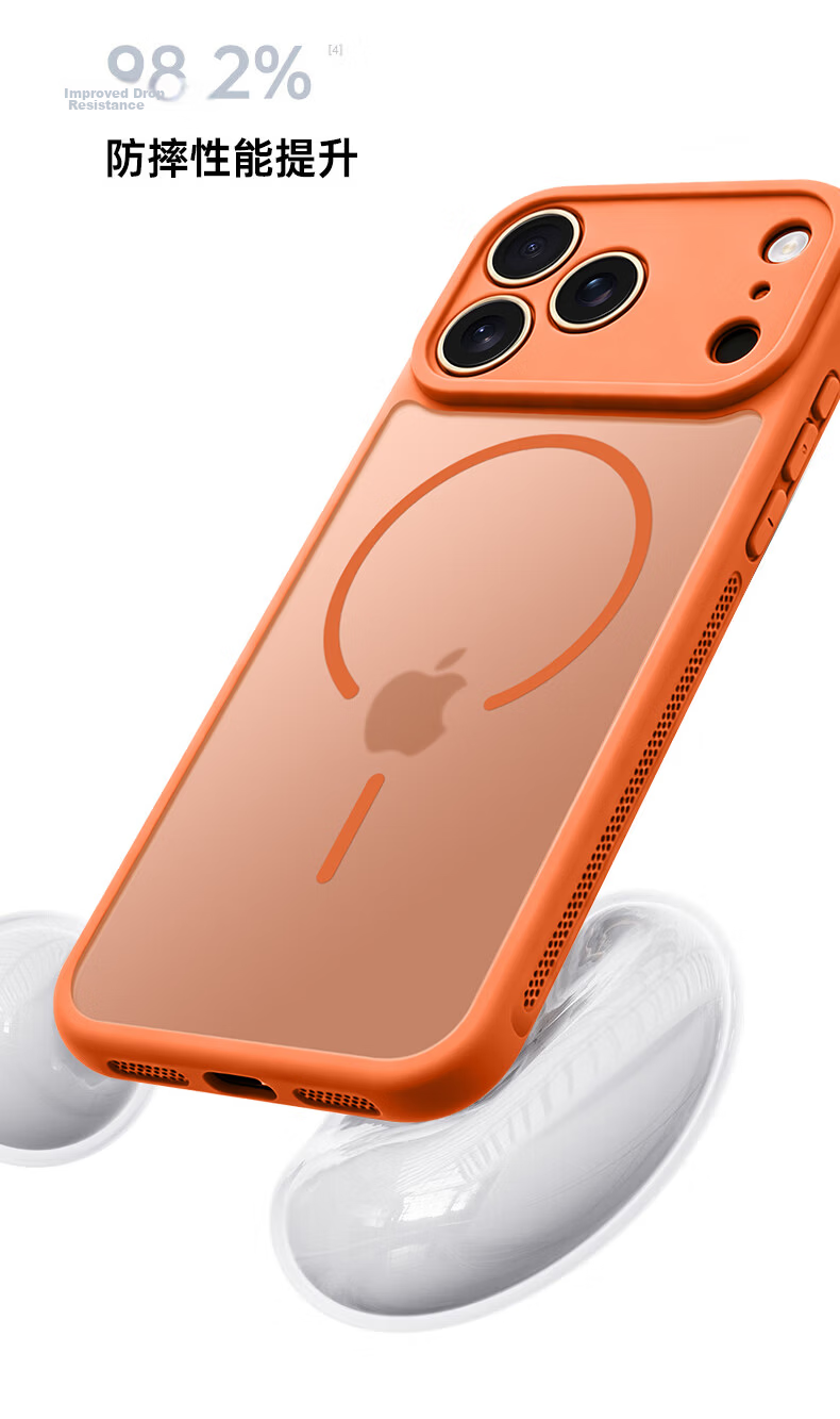 SHIYONG Compatible with iPhone 17 Pro Max Case, Magsafe Magnetic Matte Texture Heat Dissipation Full Coverage Shockproof Protective Cover for Men and Women, New Orange 11