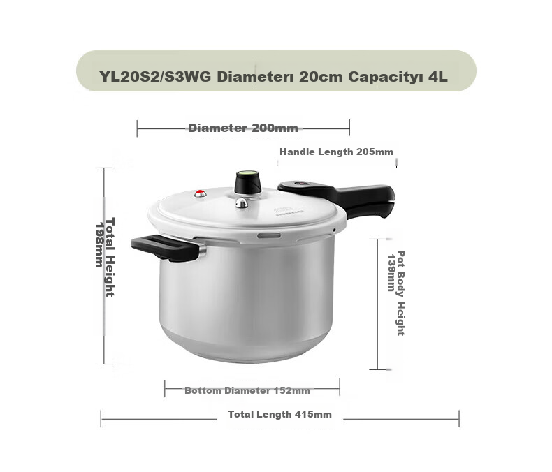 ASD High-Pressure Cooker, Aluminum Alloy Explosion-Proof, Six Safety Features, 6.7L Pressure Cooker, Compatible with Gas And Induction Stoves, YL24S3WG 27