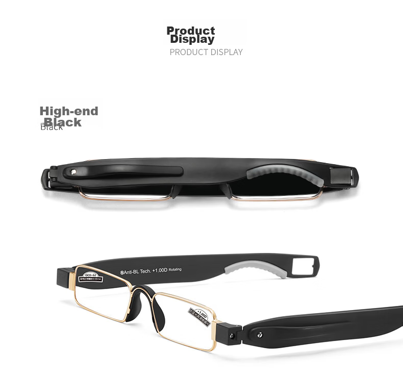 Funsonca Blue Light Blocking Reading Glasses Foldable Durable Imported Material 360° Rotatable Portable Pen Style Unisex 6109 Black +1.50 Diopter 14