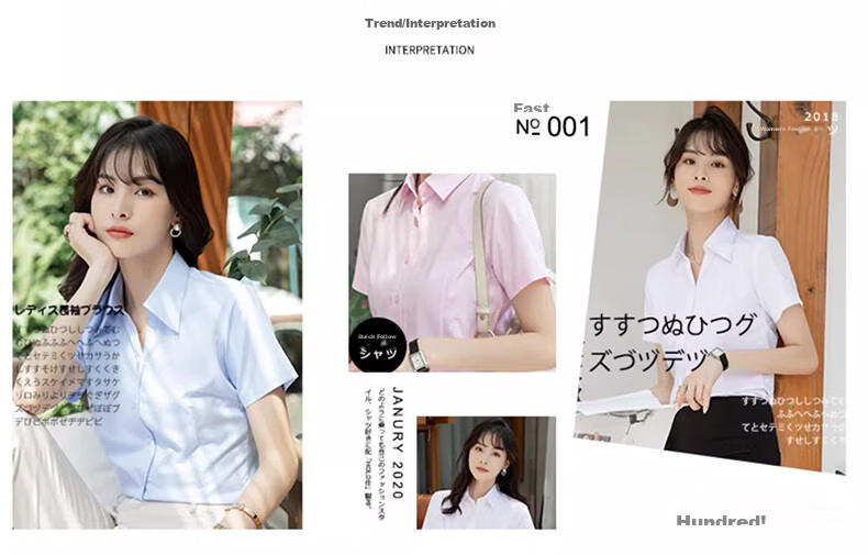 TUCANO Women's Summer Shirt Dark Placket Wrinkle-Free Slim Fit Business Short Sleeve Formal Commuter Blouse White 2XL 10