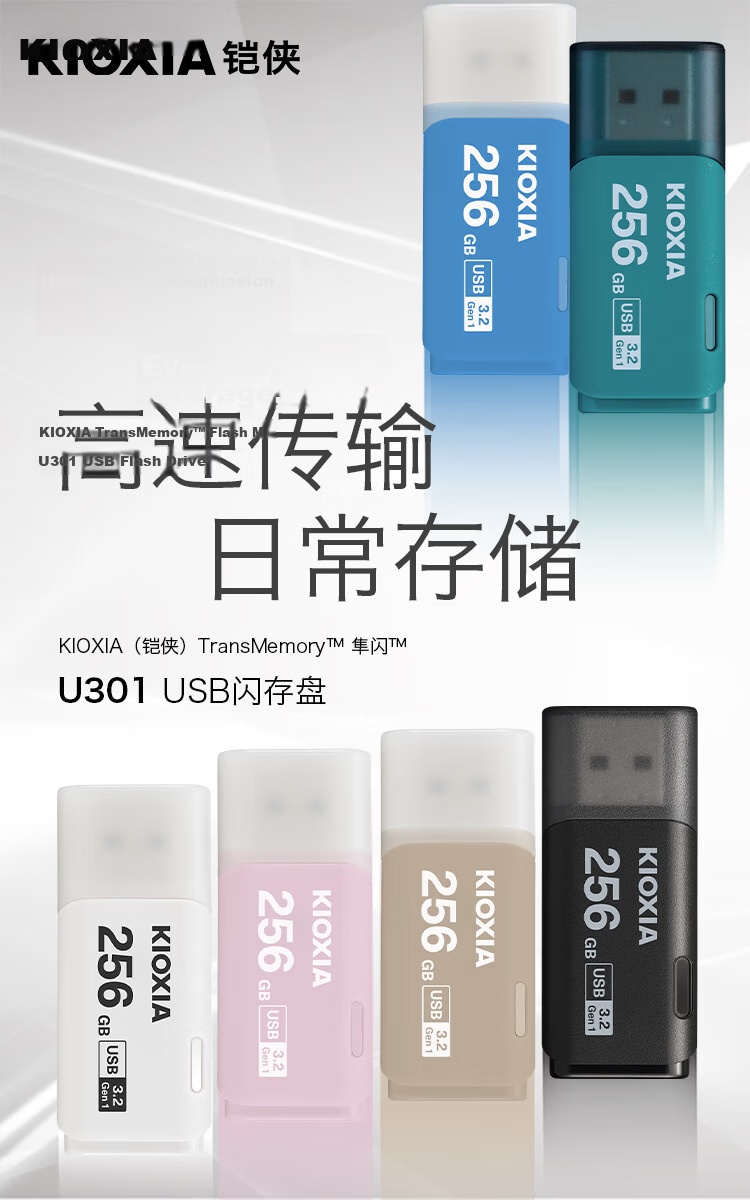 Kioxia 256GB USB Flash Drive U301 Falcon Series Pink USB 3.2 Interface Stylish Design High-Speed Transfer Compatible with Apple Systems 1
