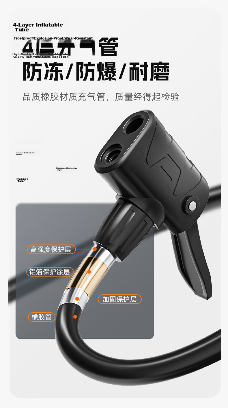 Captain Tas Bicycle Pump with Pressure Gauge Foot-Operated High-Pressure Inflator Electric Motorcycle Portable Air Pump Universal Tool 9