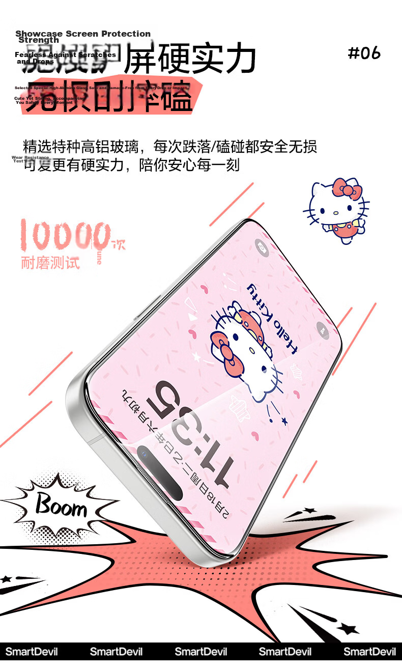 Shanmo [Sanrio Official License] Tempered Glass Screen Protector for iPhone 17 Pro, Apple 17 Pro Phone Film, Anti-Shadow, Screen Display, High Definition Hello Kitty 2-Pack 20
