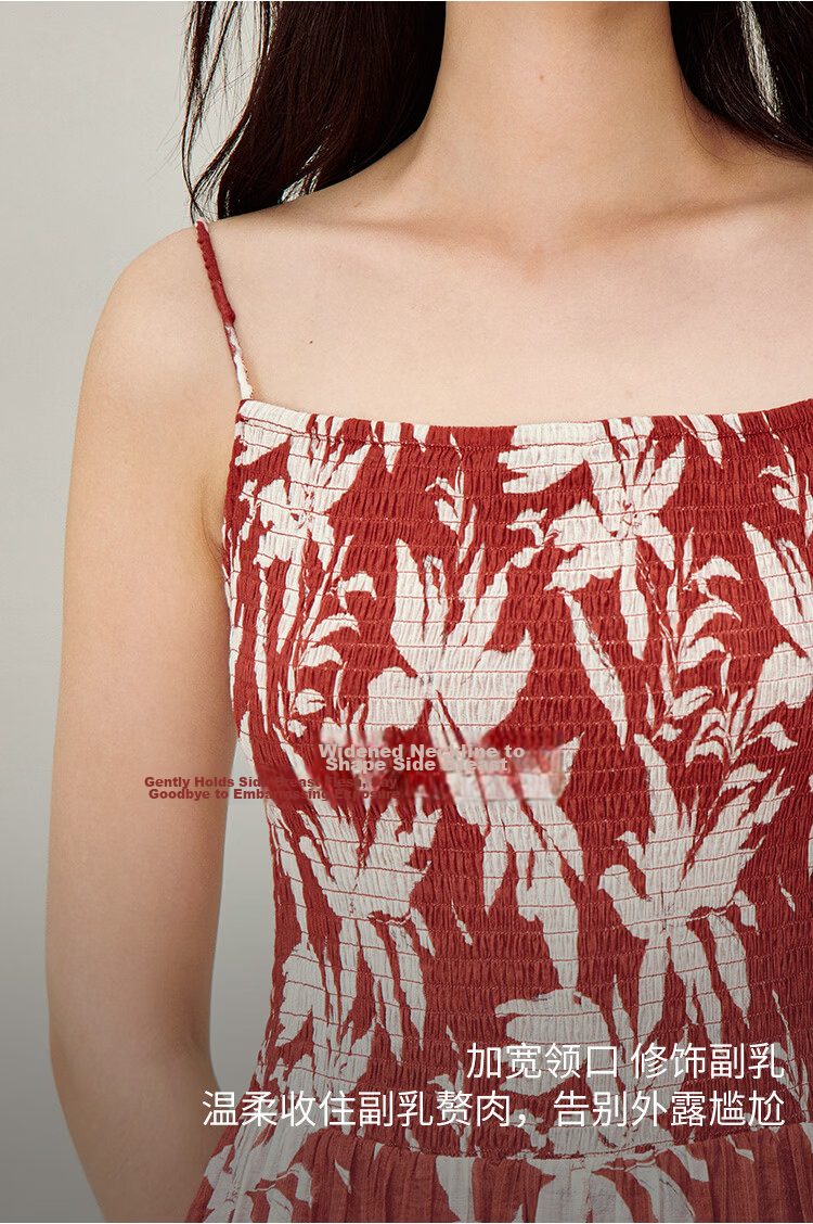 INMAN Floral Dress | Waist-Cinching Spaghetti Strap Floral Dress 2026 Summer New Women's Vacation Dress Klein Blue L 4