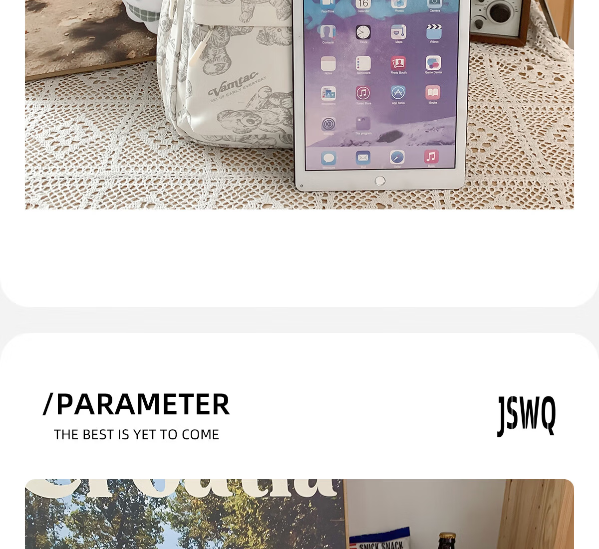 JINSHI WQ Backpack for Female Middle And High School Students, Large Capacity Double Shoulder Bag, New Travel Style, Aesthetically Pleasing Two-Piece Set, Student Backpack 13