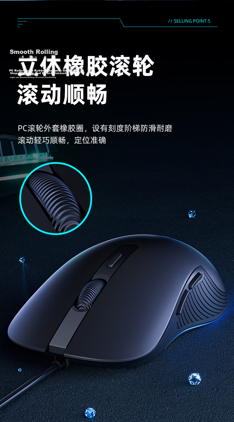 HP M280 Upgraded Wired Mouse RGB Lighting Silent Click for Laptop Desktop Office Gaming CF LOL PUBG Black Rose Red 12