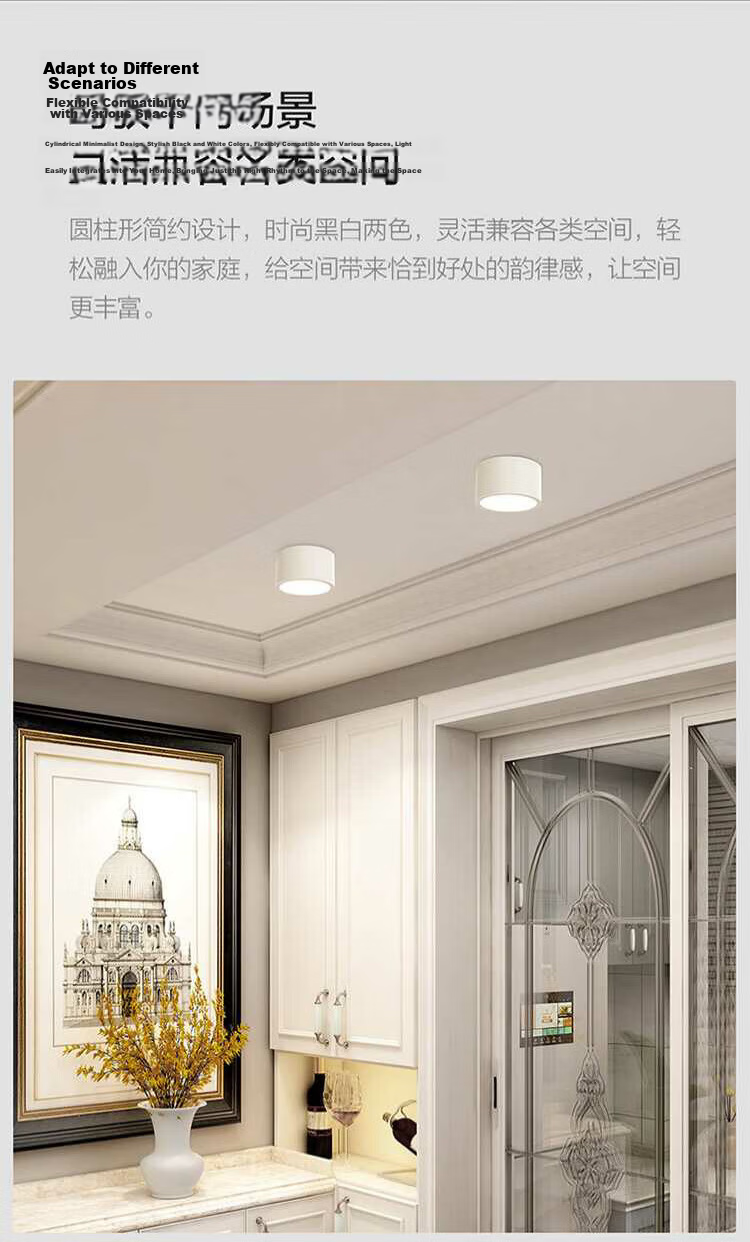 OPPLE High CRI Aluminum LED Downlight Ra80 Ceiling Light Living Room Recessed Hole Light Surface Mounted 18W White 5700K 6