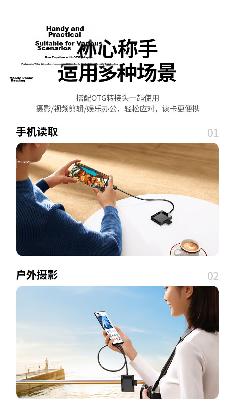 UGREEN USB/Type-C Multifunctional CF Card Reader 3.0 High-Speed Supports CF/MS/SD/TF Camera Surveillance Memory Cards Compatible with Computers/Smartphones/Apple 17/16/iPad 11